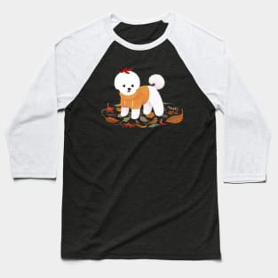 Autumnal Bichon Baseball T-Shirt